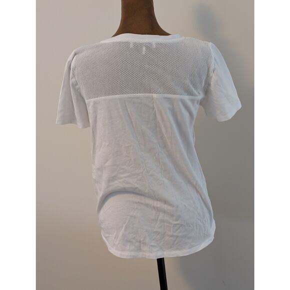 Sandro Paris White Mixed Media Mesh Inset Tee - Size 1 (Small) - Picture 4 of 10